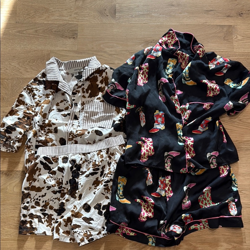 Cow Print and Boot Print Pajama Set